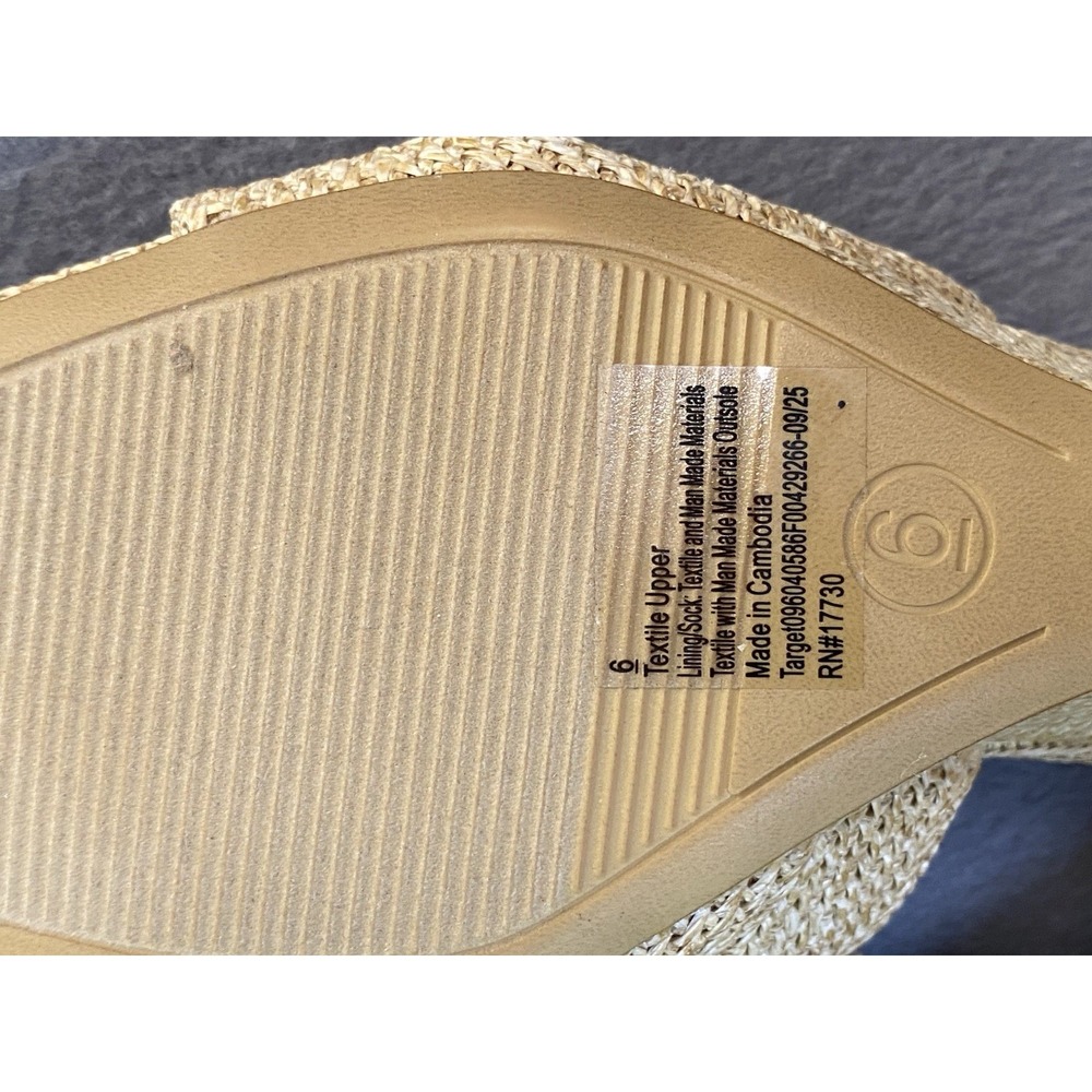 New! A New Day Women's Size 6 Natural Straw Textured Open Toe Wedges Memory Foam - Picture 6 of 8